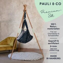 Premium Shooting Set Anker Dunkelblau, Bio-Schurwolle + Tripod Matt Salbeigrün, Eiche Geölt